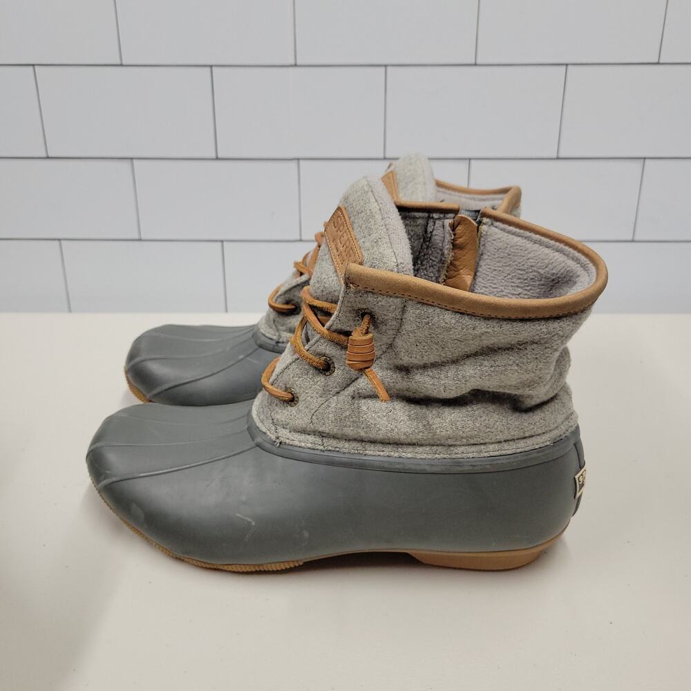 Sperry Womens 10M Duck Boots Gray Wool 3M Thinsulate Water Resistant Winter